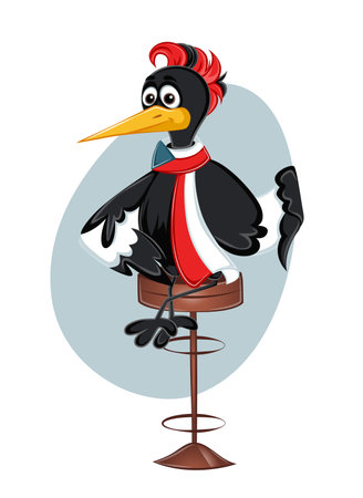 national Czech Republic bird woodpecker sitting on the chairのイラスト素材