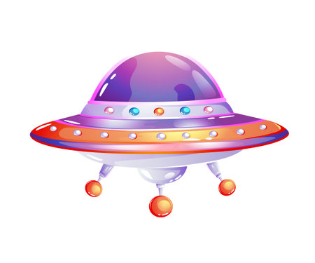 cosmic flying saucer isolated on white backgroundのイラスト素材