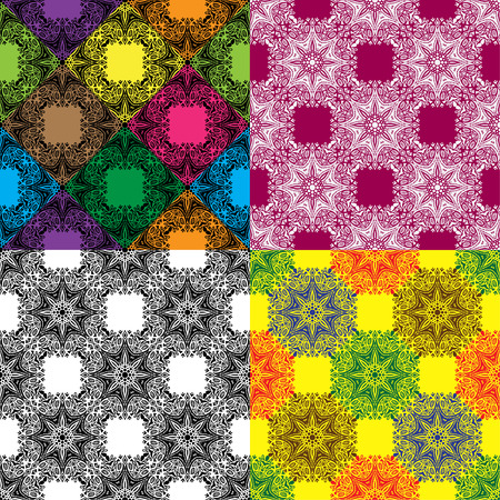 Set of Seamless Mandala Color Pattern. Vector illustration. Can be used for fabrics, wallpapers, wrapping design, scrap-booking, web sites, flyers, invitationのイラスト素材