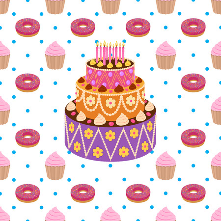 Seamless floral pattern with abstract doodle flowers on orange background. Vector illustration. Can...