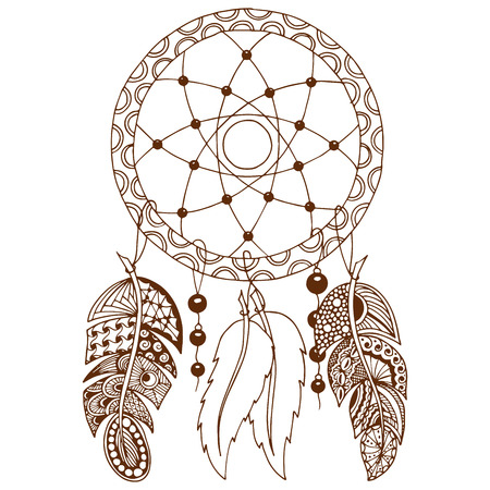 Hand drawn colored dreamcatcherのイラスト素材