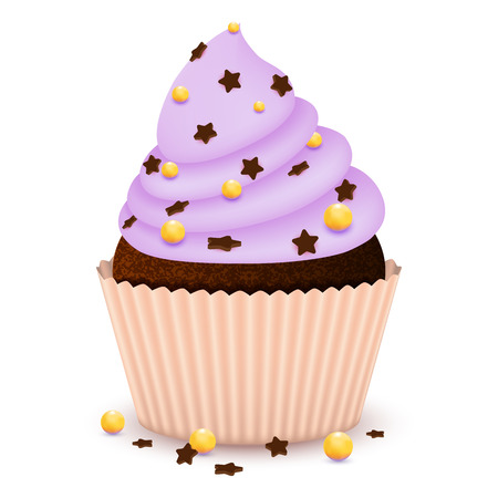 Chocolate cupcake with decorateのイラスト素材