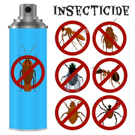 Insecticides set in flat styleのイラスト素材