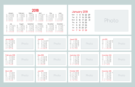 Calendar 2018 Daily Planner Templateのイラスト素材