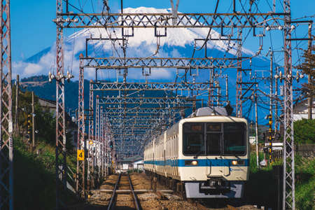These are the snow-capped Mt. Fuji and Odakyu Electric Railway's Series 8000.
They were photographed in Kanagawa, Japan, on November 4, 2020.のeditorial素材
