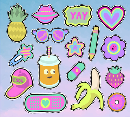 kids stickers setのイラスト素材