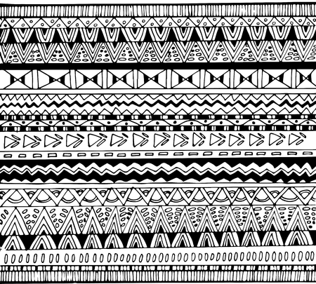 Black and white tribal seamless patternのイラスト素材