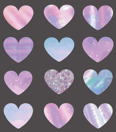 Set of different texture heartsのイラスト素材