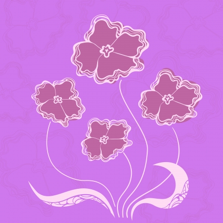 Four abstract bush flowers, decorative vector illustrationのイラスト素材
