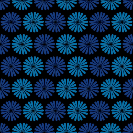 Blue flowers, dark background, vector  seamless patternのイラスト素材