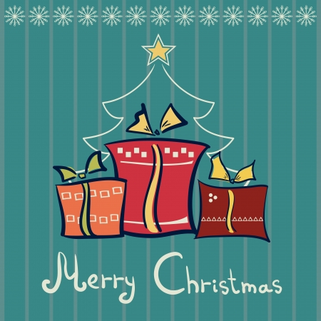 Three Christmas red gift boxes, vector illustrationのイラスト素材