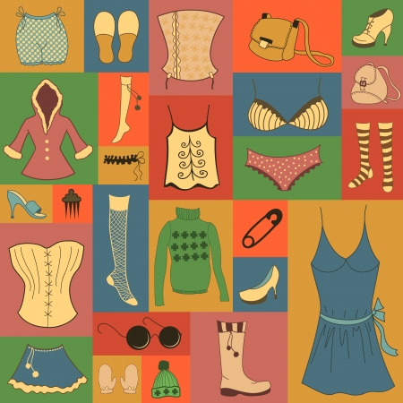 Retro hipsters clothes set, vector icon collectionの写真素材