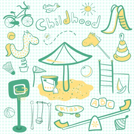 Cartoon children playground with toys icon, vector ilustrationのイラスト素材
