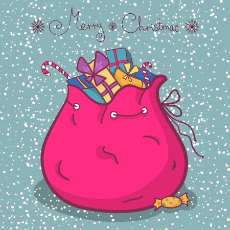 Open bag full of gifts Santa, cartoon vectorのイラスト素材