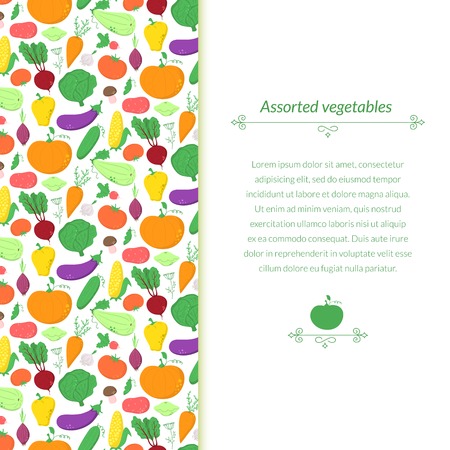 Vegetables background with great abundance of bright colorful vegetablesのイラスト素材