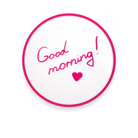Inscription lipstick to wish good morning glued to mirror in the bathroom, a beautiful vector illustration of upliftingのイラスト素材