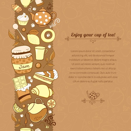 Vector tea background for template card with place for textのイラスト素材