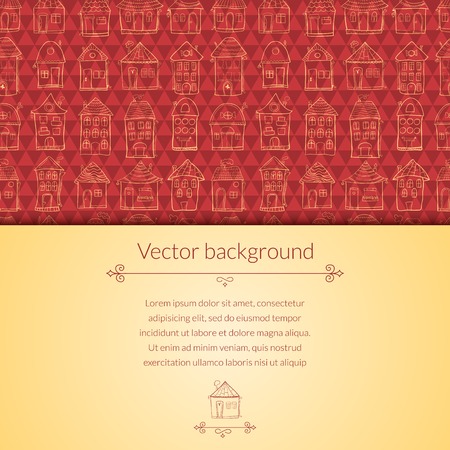 Vector houses background for template card with horizontal place for textのイラスト素材