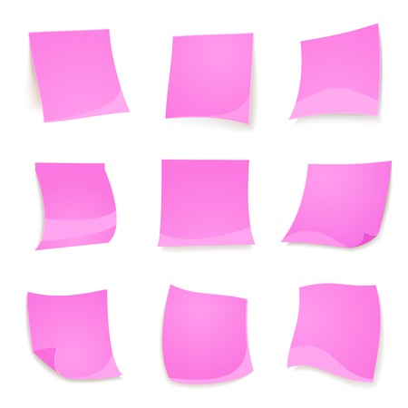 Vector pink stickies note isolated on white background in realistic styleのイラスト素材
