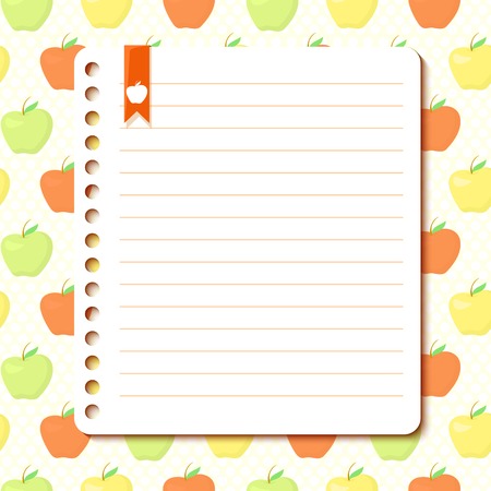 Apple vector background with space for text in the form of a sheet torn from a notebookのイラスト素材