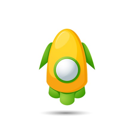 Cartoon rocket 3D vector illustration isolated on backgroundのイラスト素材