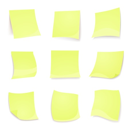 Vector green stickies note isolated on white background in realistic styleのイラスト素材
