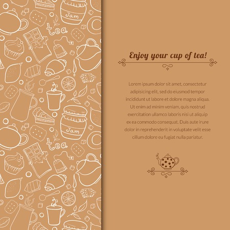 Vector tea background for template card with place for textのイラスト素材