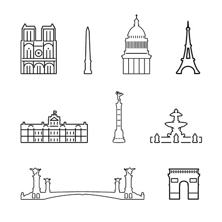 Vector outline icons of France isolated backgroundのイラスト素材