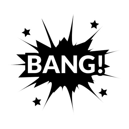 Comic bubbles vector isolated black and white illustration, gun mechanical soundsのイラスト素材