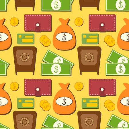 Finance seamless pattern with objects in flat style, business economics backgroundのイラスト素材