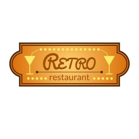 Retro vector restaurant label isolated white backgroundのイラスト素材