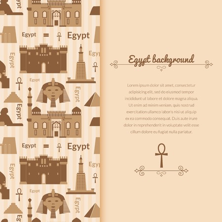 Landmarks of Egypt vector background in flat style with vertically space for textのイラスト素材