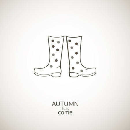 Autumn gumboots vector icon, contour minimalistic illustration, autumn has comeのイラスト素材