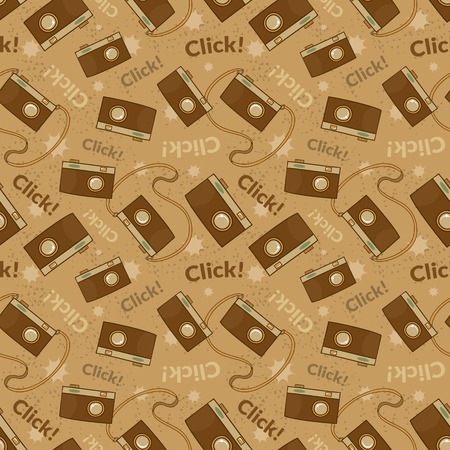 Photo cameras vector seamless pattern in funny doodle styleのイラスト素材