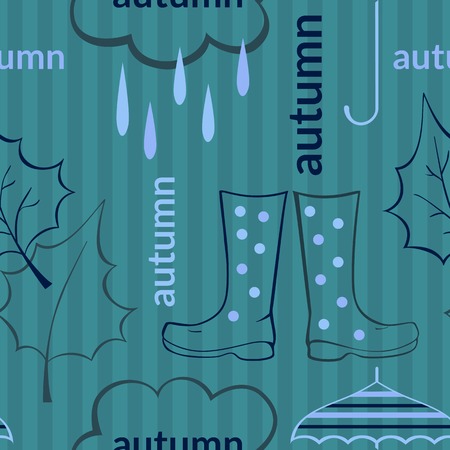 Autumn vector seamless pattern with seasonal attributesのイラスト素材