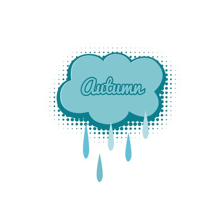 Cloud with raindrops, autumn vector illustration in comic styleのイラスト素材