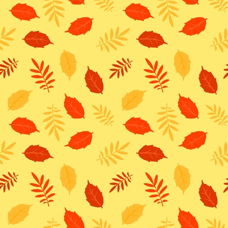 Autumn fallen different leaves vector seamless patternのイラスト素材
