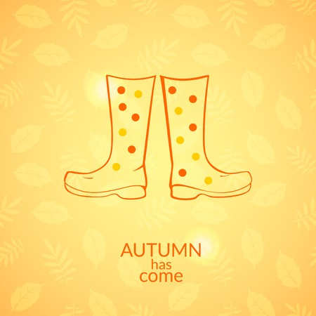 Autumn gumboots vector icon, contour minimalistic illustration, autumn has comeのイラスト素材