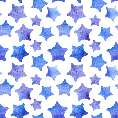 Vector seamless pattern with watercolor stars on wtite backgroundのイラスト素材