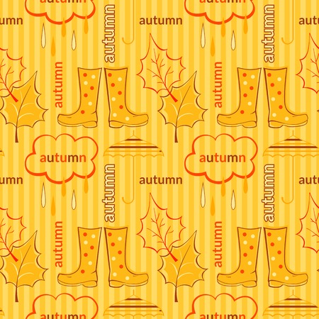 Warm autumn vector seamless pattern with seasonal attributesのイラスト素材