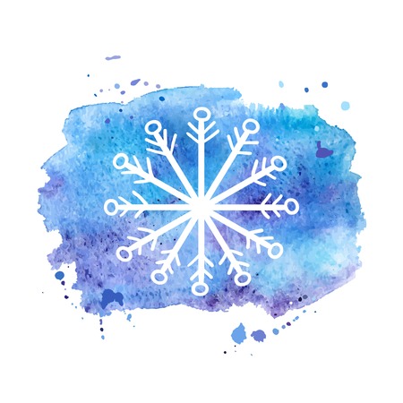 Winter illustration watercolor spot with  isnowflakes, abstract vector backgroundのイラスト素材