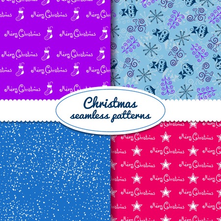 Simple Christmas vector seamless paterns with decorative ribbonのイラスト素材