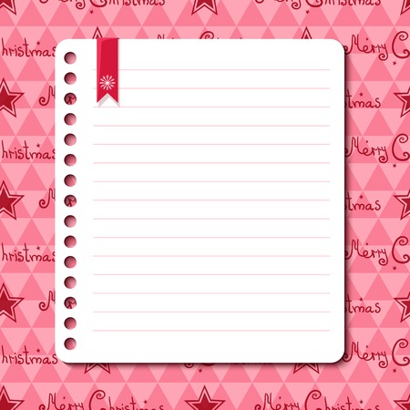 Christmas vector background with space for text in the form of a sheet torn from a notebookのイラスト素材