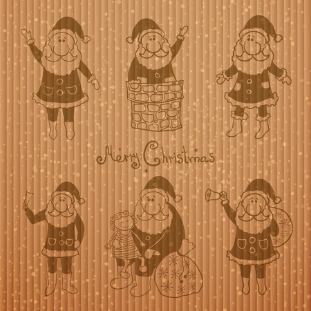 Doodle santa claus set, vector illustration collectionのイラスト素材