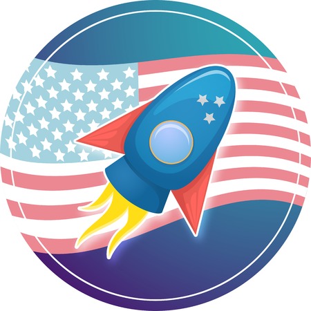 Round icon space scene with rockets, vector illustrationのイラスト素材
