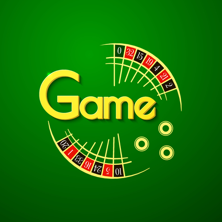 Game casino typography design, roulette illustration on green backgroundのイラスト素材