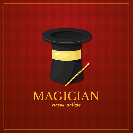 Magician logo, circus typography design, circus artist, vector illustration on vintage backgroundのイラスト素材