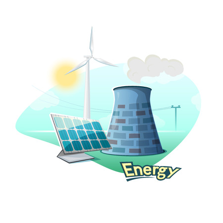 Different types of energy sources concept design, vector illustrationのイラスト素材