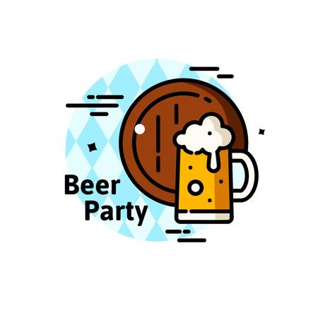 Thin line Oktoberfest concept design with mug of beer, vector illustrationのイラスト素材