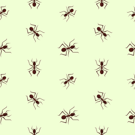 Seamless pattern with small ants on green background, vector illustrationのイラスト素材